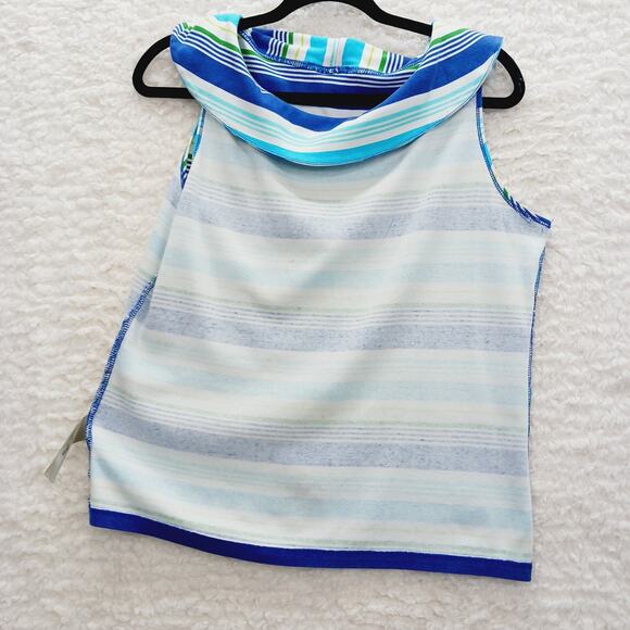 Tank Top Size L Striped Nautical Resortwear Cruise Sailorcore Preppy Blue Resort - Picture 9 of 13